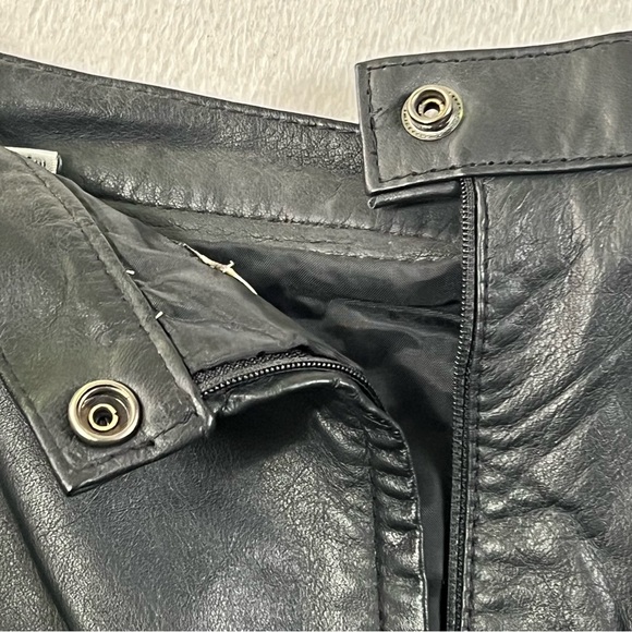 Jacqueline Ferrar Genuine Leather Skirt Women's 14P Black Vintage Slit Lined - Picture 16 of 17